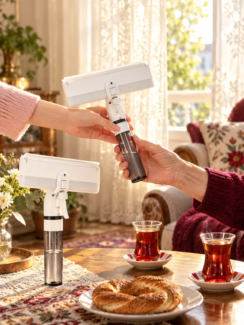 Anne ve kız çay sofrasında Olinman 3 in 1 paylaşıyor